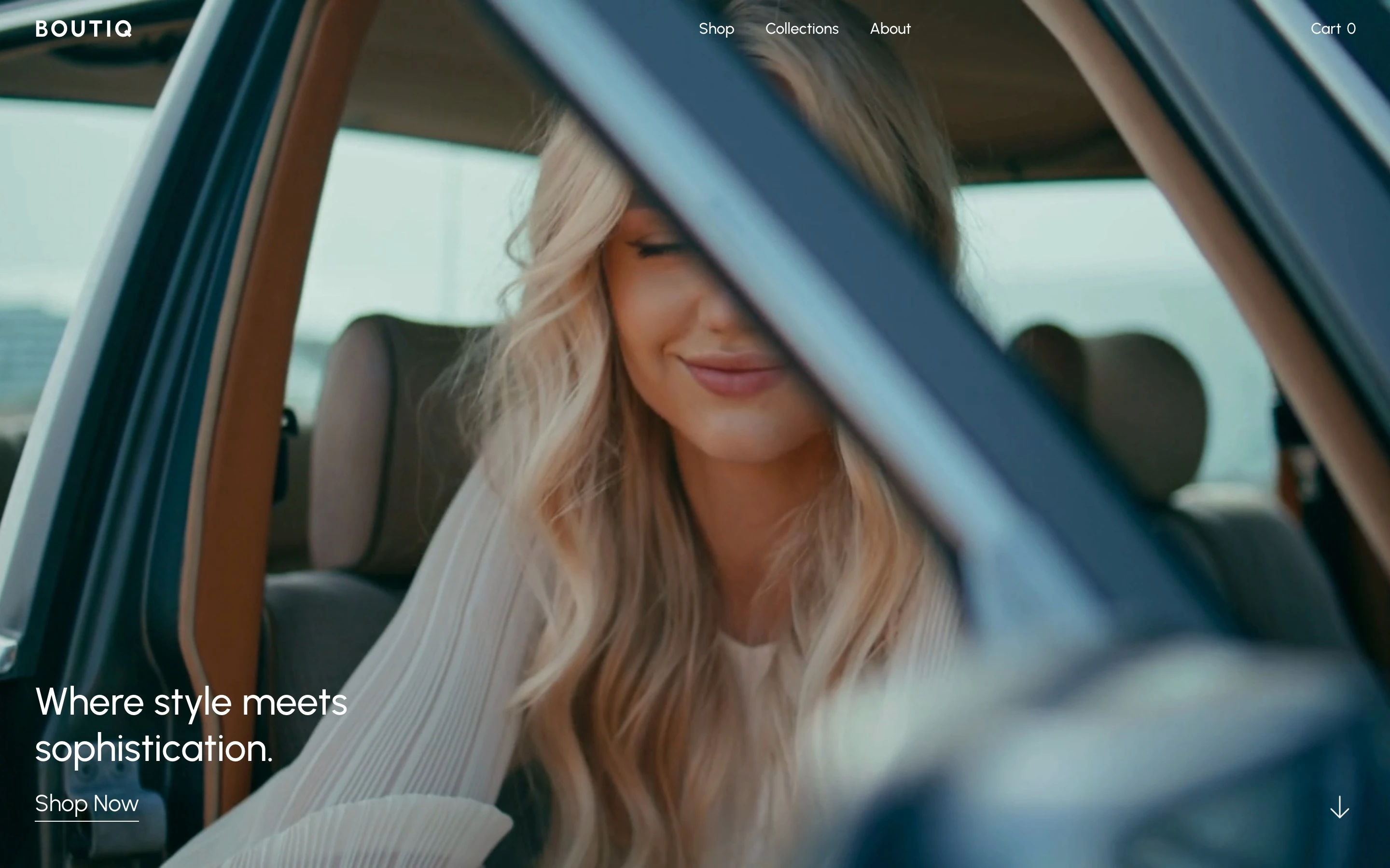Boutiq website, first screen